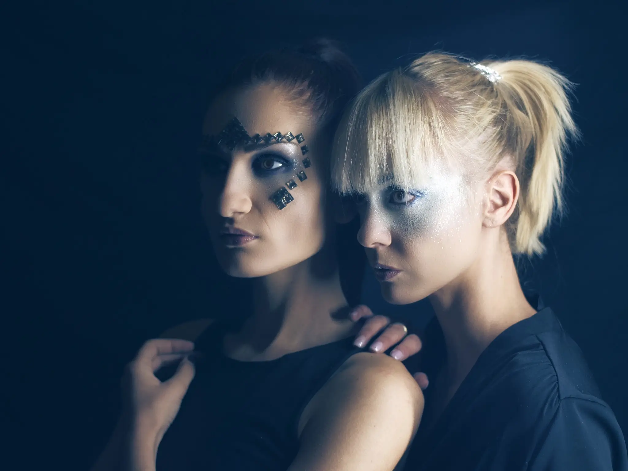 Beauty studio portrait with creative makeup