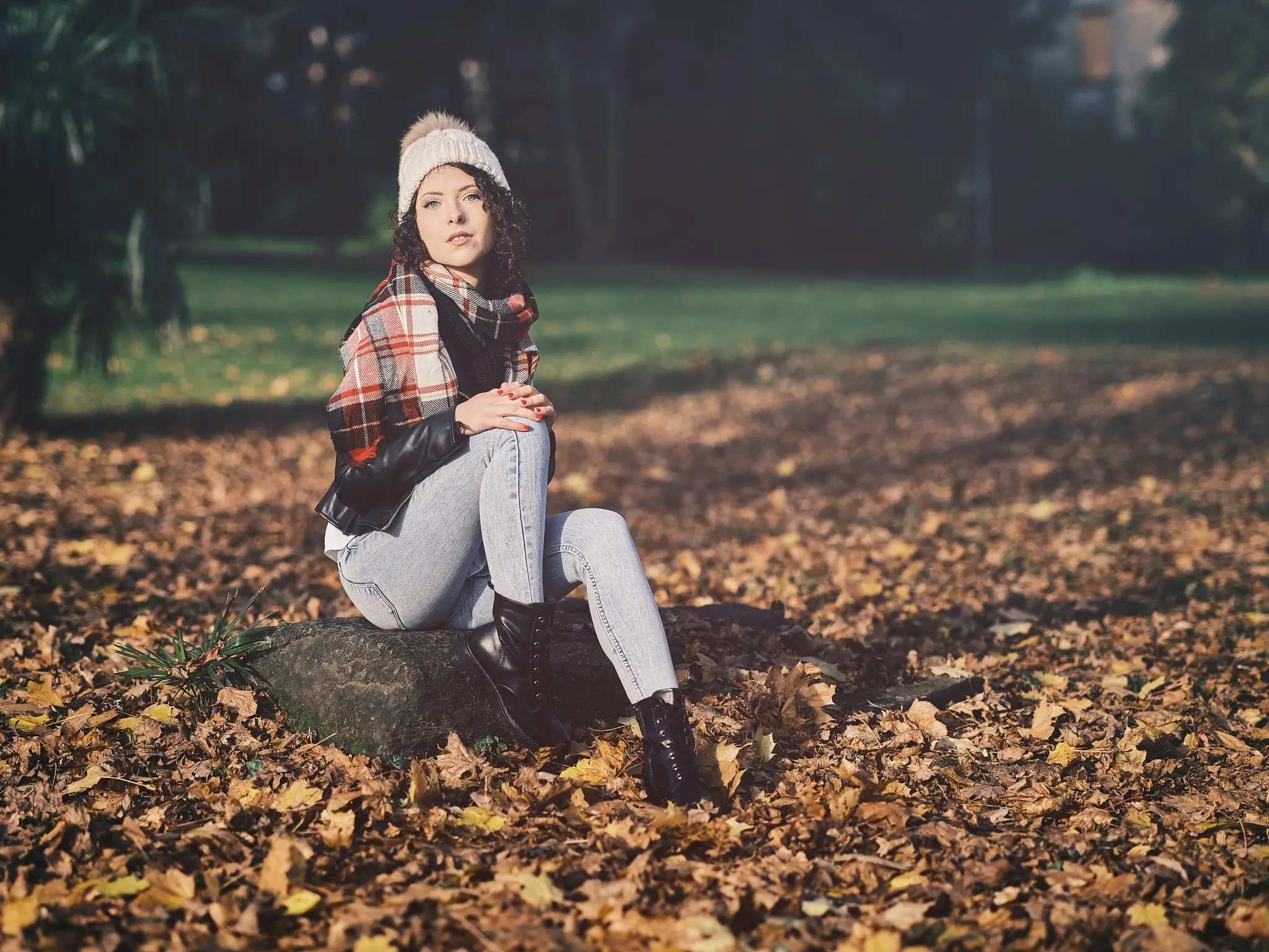 Winter outdoor portrait of model