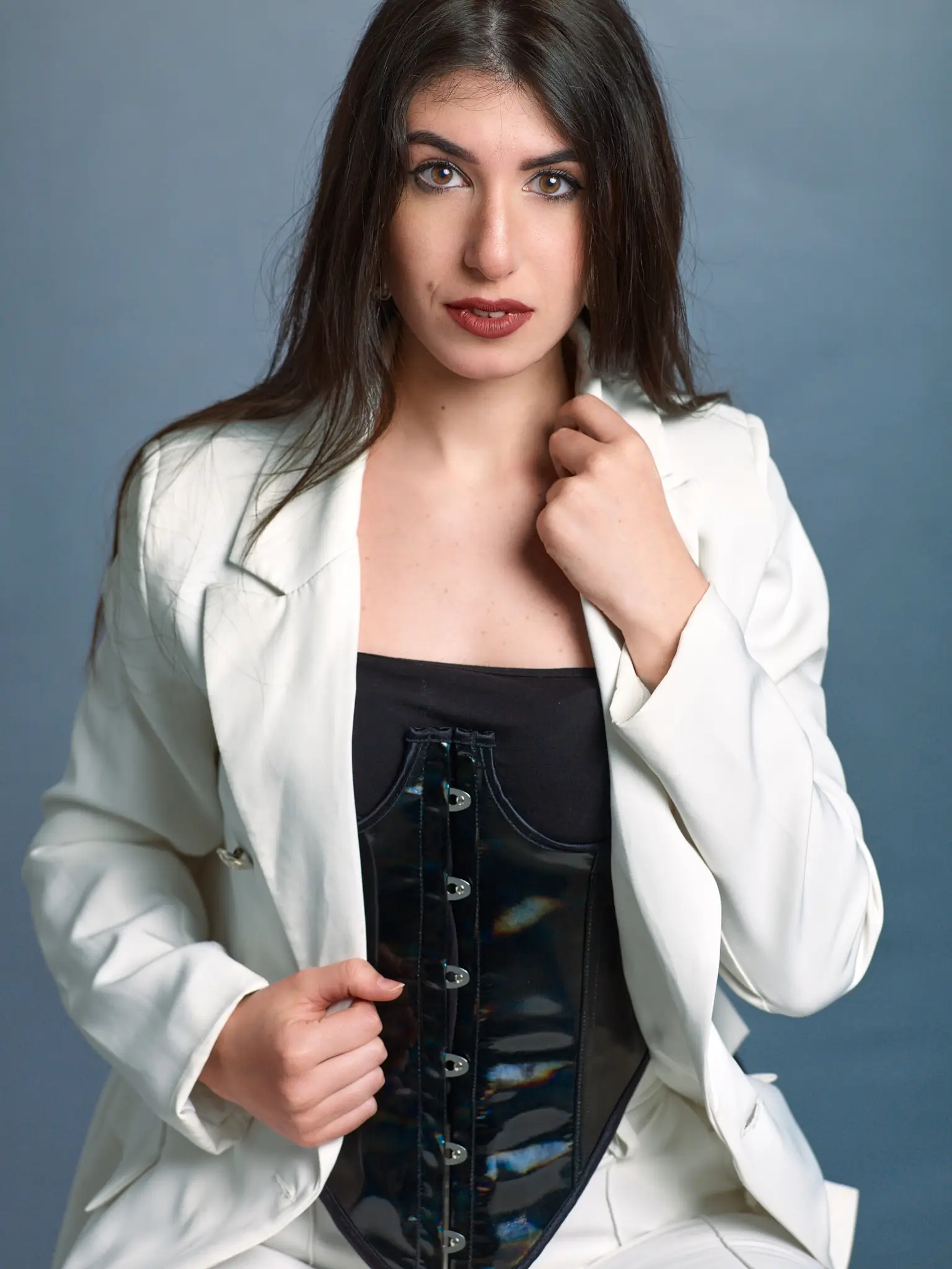 Studio portrait of brunette model