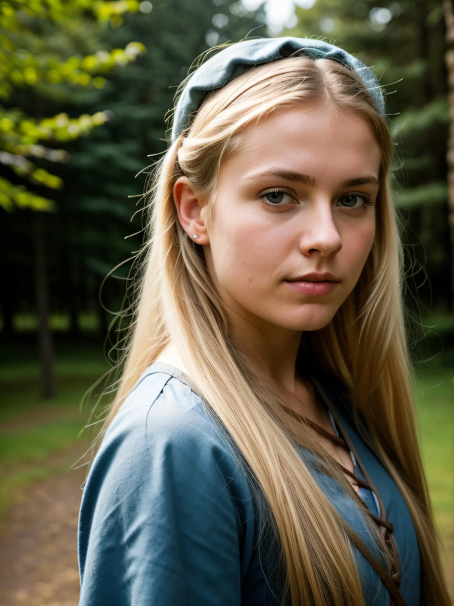 Lost - AI generated image of a blonde girl with ancient dress