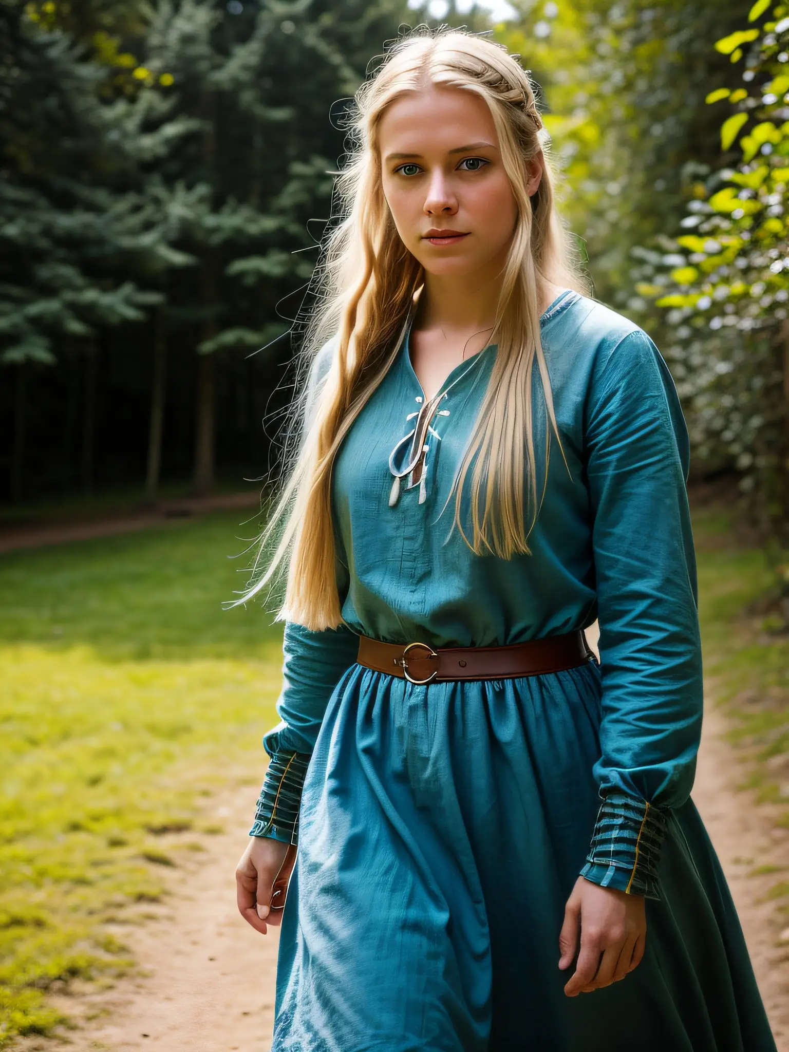 Lost - AI generated image of a blonde girl with ancient dress